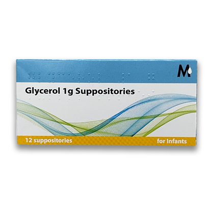 Glycerol 1g For Constipation Infant Size – 12 Suppositories (Brand May Vary)